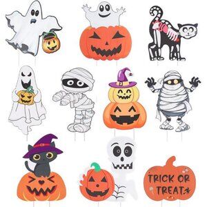 Halloween Yard Signs, 10 Pcs Outdoor Lawn Decorations with Stakes - Sturdy